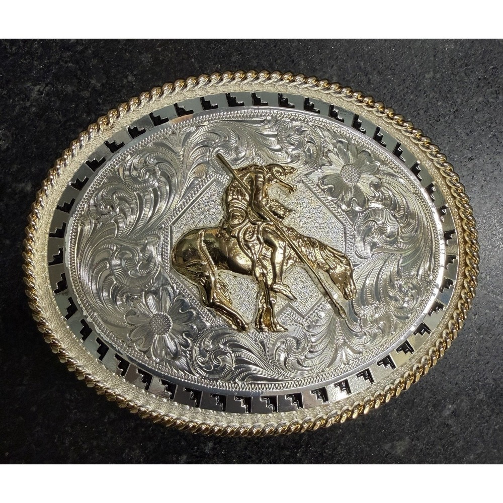 Nocona Genuine Lizard Belt Size 32 w/ Montana Silversmiths Bronc Rider Buckle - Picture 4 of 13